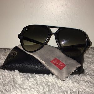 Ray Ban Large Lens Black Aviators